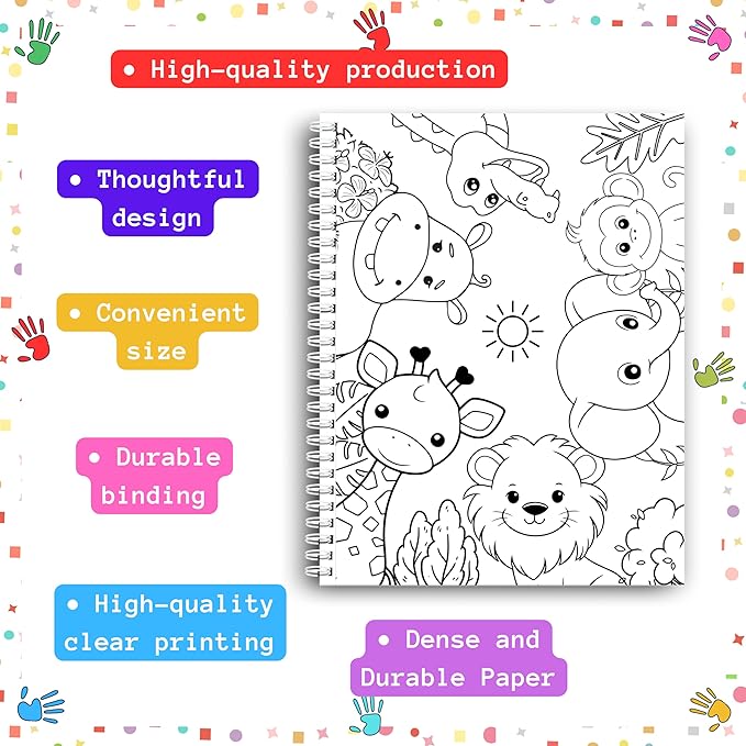 coloring pages, safari tour coloring book for kids – spiral bound, perfect for boys and girls. features lions, elephants, giraffes & more wild adventures! thick 199 gsm paper, sheet size 8.5x11 in.