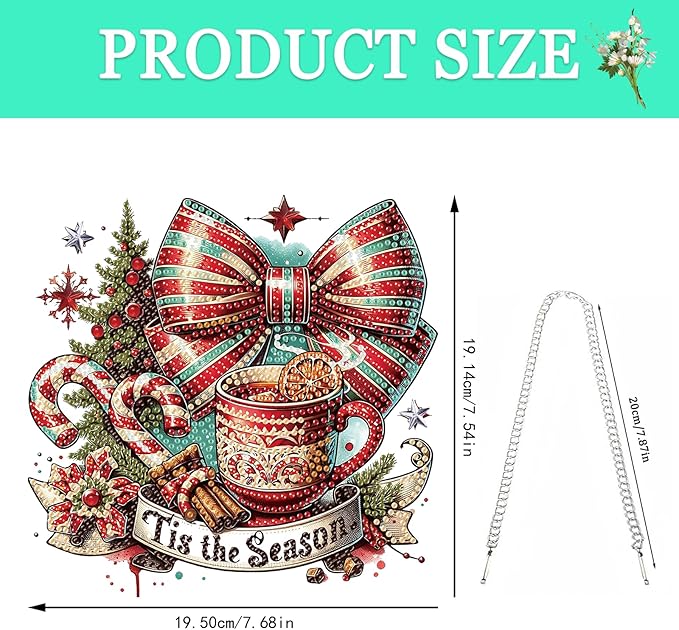 Auremi Christmas Diamond Art Pendant Kits,5D Coffee Diamond Art Diamond Painting Hanging Kits,DIY Special Shaped Diamonds Painting Suncatcher Pendant Kit for Adults for Gift Wall Home Decor