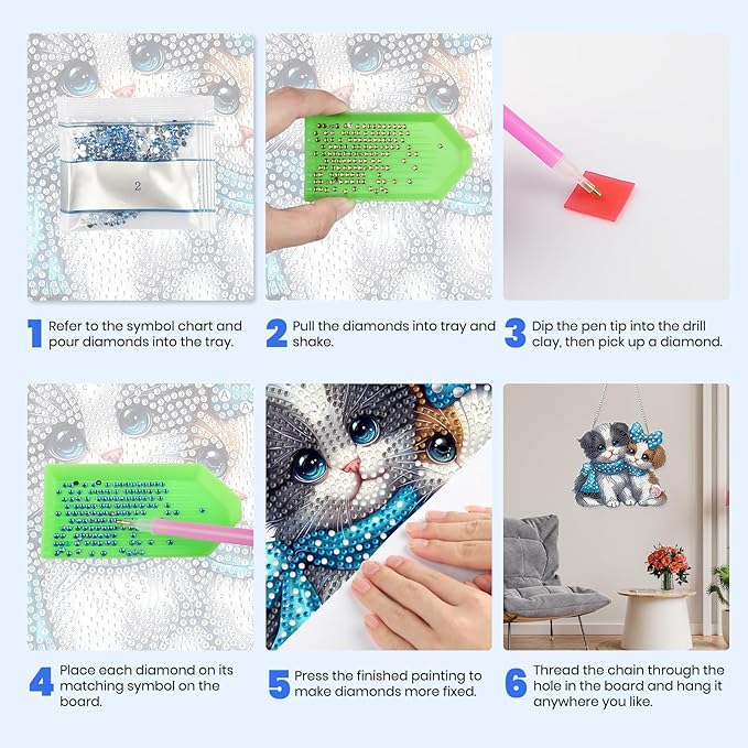 MXJSUA Shih Tzu Dog Diamond Art Hanging Kits for Adults Beginners, DIY Acrylic Special Shaped Crystal Diamond Gem Drills Pendant Art Painting Ornament for Home Wall Decor Gift