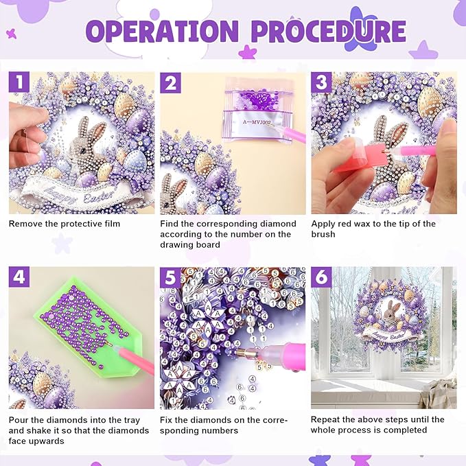 MAXBYE Easter Diamond Art Painting Kits Hanging Cute Bunny Pendant, DIY 5D Special Shaped Eggs Gem Art Craft Diamond Dots for Adults and Home Window Door Decor 8×12Inch