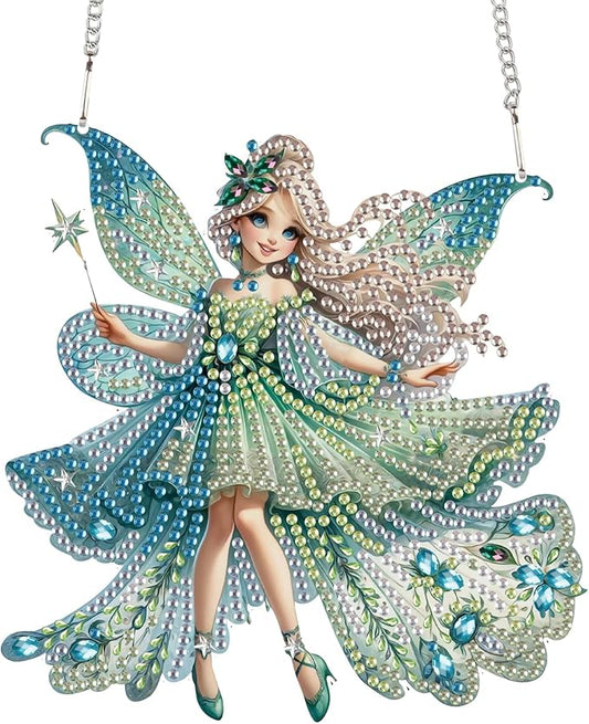 TDFERAN Diamond Painting Pendant DIY Elf Diamond Art Ornament Kits Window Pendant, Gem Art Wall Home Window Decoration Adult Digital Painting Women Crafts Hobby
