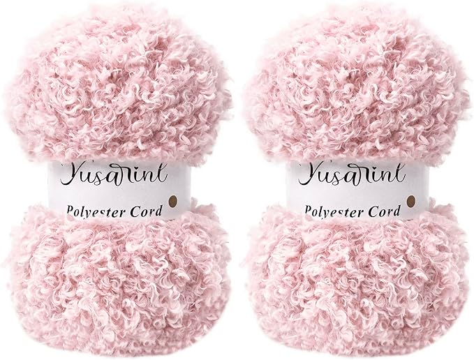 (32 Colors Available) Yusarinl 2 Skeins Teddy Bear Yarn,Fuzzy Yarn for Crochet Polyester Plush Fur for Crafts Fluffy Fuzzy for Knitting(6.7 oz, 80 yds)-Light Pink