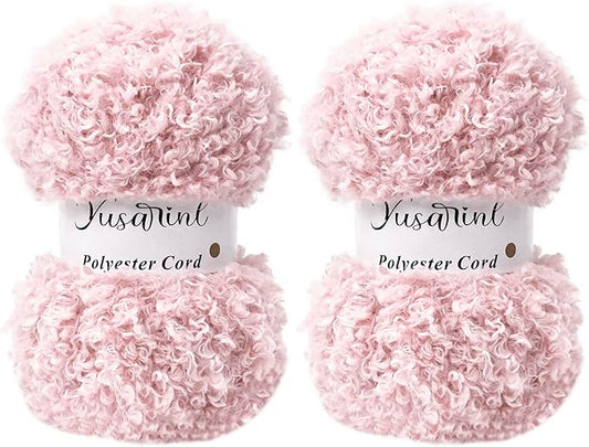(32 Colors Available) Yusarinl 2 Skeins Teddy Bear Yarn,Fuzzy Yarn for Crochet Polyester Plush Fur for Crafts Fluffy Fuzzy for Knitting(6.7 oz, 80 yds)-Light Pink