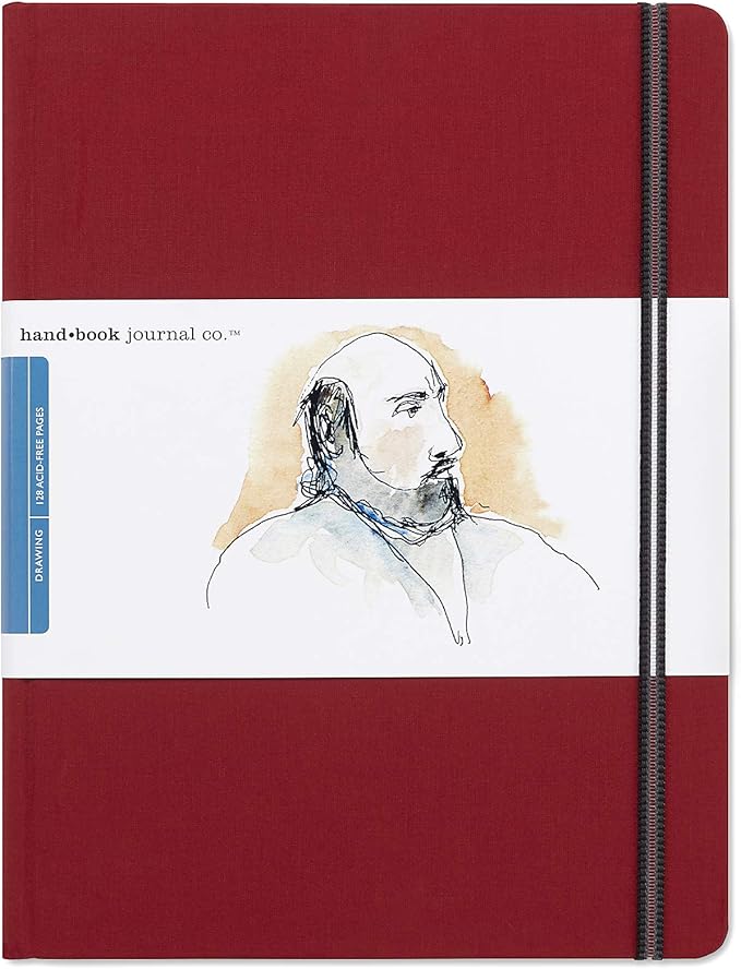 Travelogue Drawing Book, Grand Portrait 10-1/2 x 8-1/4, Vermilion Red Artist Journal