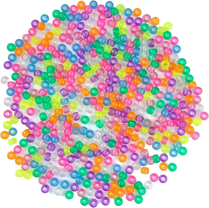 1000pcs Pony Beads, 15 Color Kandi Beads for Bracelets Making Kit, Hair Braids Crafts Jewelry Making Crafts Friendship Necklace Earrings DIY (Night Light Mixed Color)