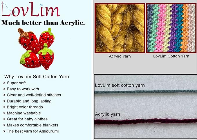 Crochet Yarn, 10x50g Soft Cotton Yarn Skeins, 1200+ Yards, for Crochet and Knitting, Free Crochet/Amigurumi Patterns, Craft DK Yarn Perfect Starter Kit (Autumn)