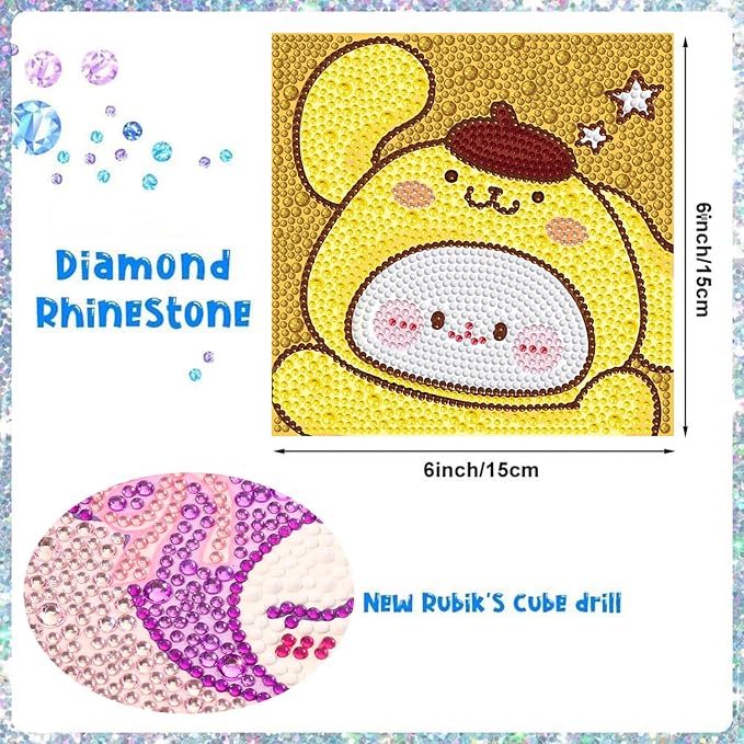 YSUNETER Diamond Painting Kits for Kids Beginner - Framed DIY 5D Full Drill Diamond Art Kits for Children, Cute Animals Round Crystal Rhinestone Gem Art Crafts Home Wall Art Decor 5.9 x 5.9 Inches