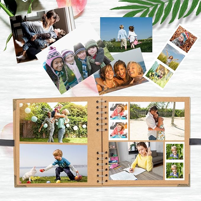 Scrapbook (8 x 8 inch) Scrapbook Album 60 Pages Ideal for Your DIY Scrapbooking Albums Wedding and Anniversary Family Photo Album (brown)