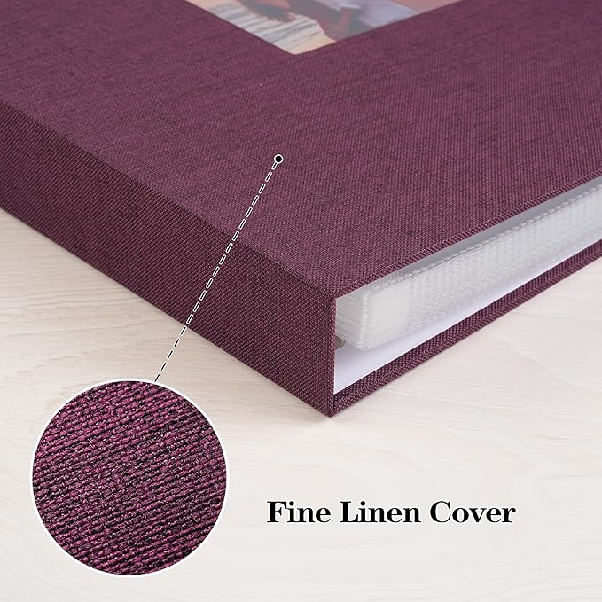 Mublalbum 8.5x11 Inch DIY Scrapbook Photo Album with 40 Plastic Sleeves 80 Pages Top-Loading Protectors, Linen Cover 3-Ring Binder for Baby Wedding Travel and DIY Projects (Purple)