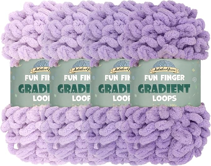 JubileeYarn Fun Finger Gradient Loops Yarn - 100g/Skein Jumbo Polyester - Spes - 4 Skeins
