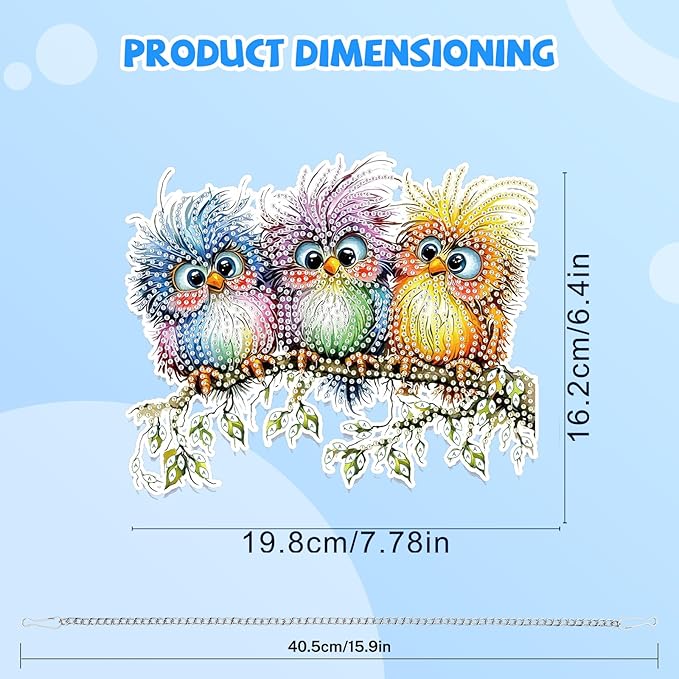 Bowetile Birds Diamond Art Hanging Kits for Adults, 5D Special Shape Diamond Painting Window Pendant Kits, Animal Gem Art Suncatchers Painting Ornament for Home Garden Wall Decor