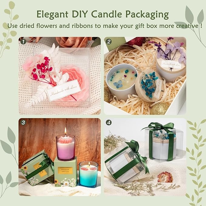 ZEROMX Candle Making Kit for Adults & Beginners - Full DIY Set with 1200g Soy Wax, Jars, Dyes, Floral Molds, Gift Packaging - Christmas Gift Idea for Holiday Gifting, Perfect Handmade Home Decor