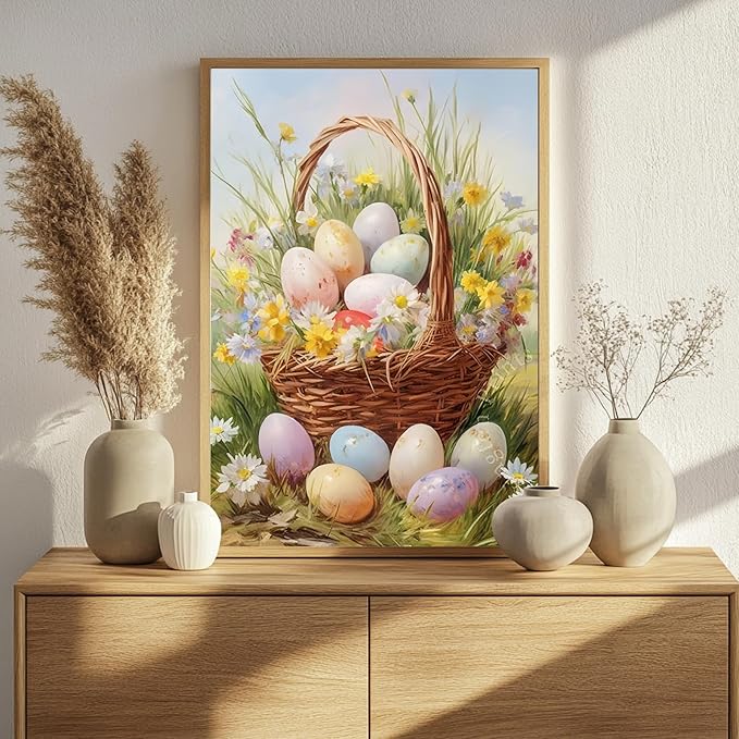 Mandun Easter Paint by Numbers Kit for Adults Beginners, Egg Paint by Numbers, DIY Acrylic Painting on Canvas for Home Wall Art Decor Gift 16x20 Inch