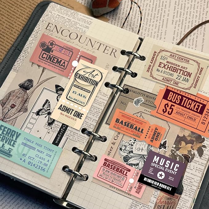 Vintage Stickers, 200 Pcs Scrapbooking Supplies for Bullet Journals, Planners, Letter, Card Album Making, Collage Art, Crafts, Water Bottle