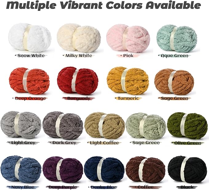 10 Pack Jumbo Chenille Yarn for Crocheting, #10 Super Bulky Baby Soft Yarn for Hand Knitting, 220 yds /70.5 oz Fluffy Chunky Knit Throw Blanket Yarn (Deep Orange)