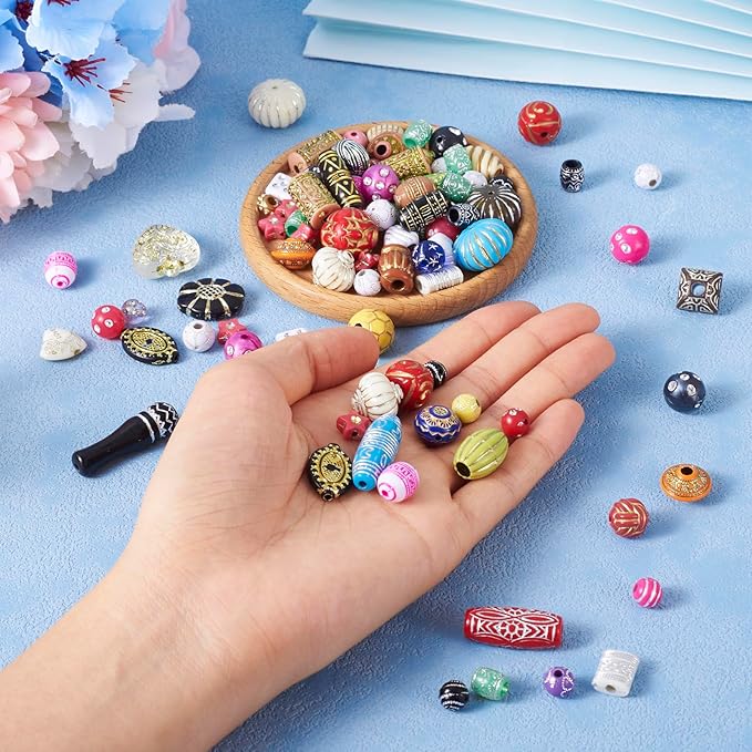 Cheriswelry Assorted Acrylic Beads for Bracelet Opaque Heart Flower Beads Colorful Metal Enlaced Aesthetic Beads Spacers for Jewelry Making Necklace Earring Keychain (100G)