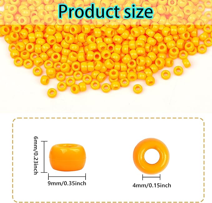 gmma orange pony beads for bracelet 1000 pcs 6x9 fall plastic halloween beads for jewelry making thanksgiving autumn hair braiding diy bracelet necklace party decoration supplies