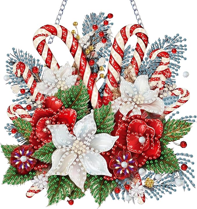 NEGEKFKX Christmas Diamond Art Hanging Pendant Kits,Winter Special Shape Diamond Art Kits for Adults,Double Sided Hanging Acrylic Ornament Kit,Pendants Home Garden Wall Hanging Kits Hanging Ornament