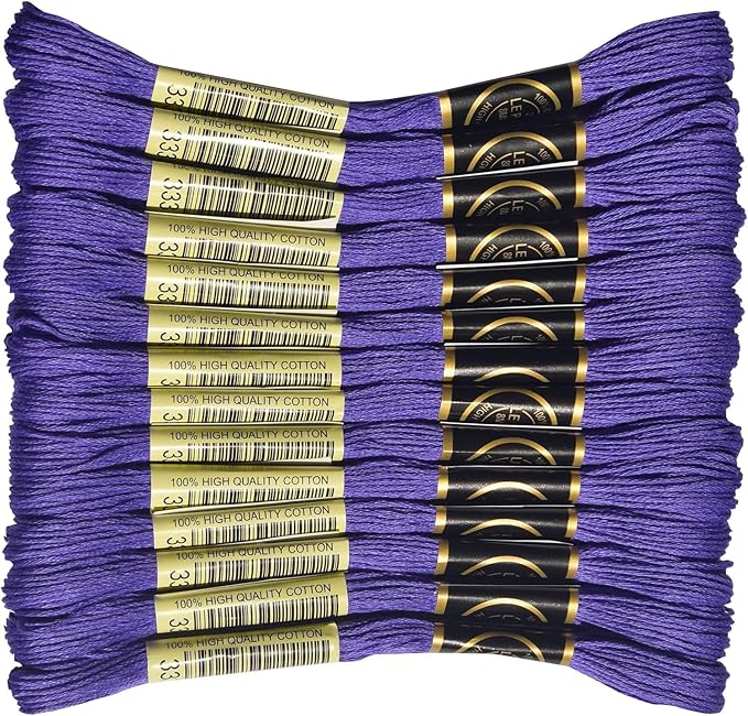 LE PAON Embroidery Floss, 14-Pack Six Strands 100% Long Staple Cotton Embroidery Thread, 8.7-Yard，Color Number：333,Dark Blue Violet