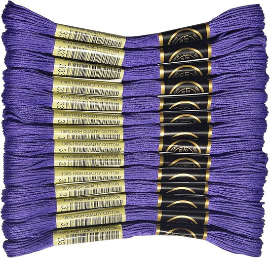 LE PAON Embroidery Floss, 14-Pack Six Strands 100% Long Staple Cotton Embroidery Thread, 8.7-Yard，Color Number：333,Dark Blue Violet