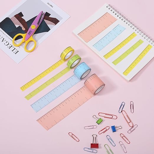 Mr. Pen- Ruler Washi Tape Set, 4 Pack, Assorted Sizes, Decorative Tape
