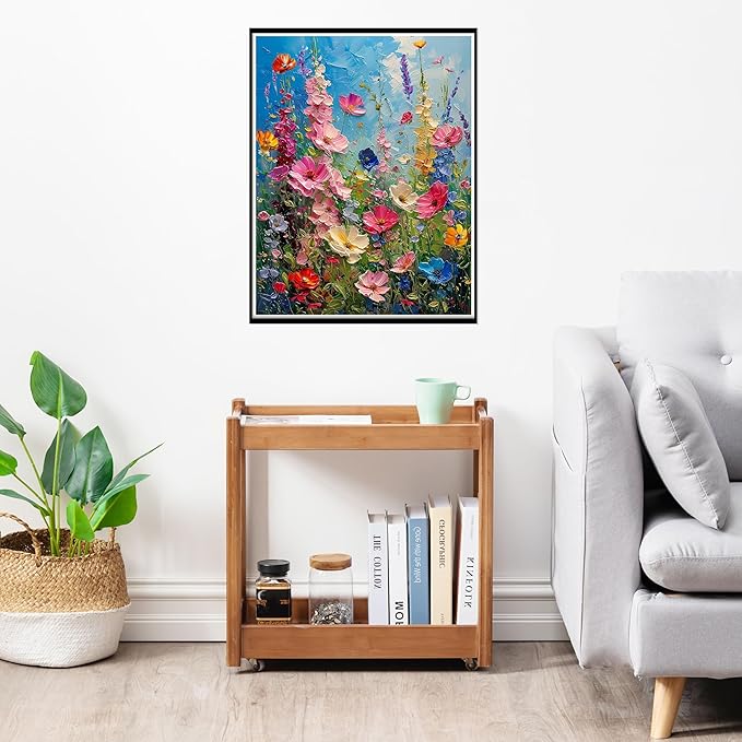 Ausanrl Wild Flowers Square Diamond Painting Kits - Square Drill Diamond Paintings Flowers,Square Diamond Art,DIY Flower Gem Painting for Adults and Crafts for Gifts and Home Wall Decor 12x16inch