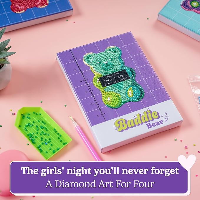 HOUSE OF PARTY Diamond Art Paintings | Girls Night Diamond Art Kit for Adults | Fun & Easy Craft Kit with Conversation Cards, Curated Music Playlist, and Wood Frames for Ready-to-Hang Art