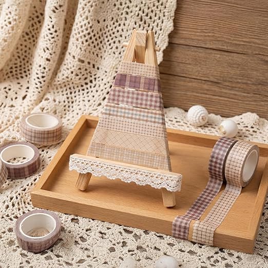 8 Rolls Flowers Arts Adhesive Tapes,Sakura Washi Tape Charming Vintage Washi Tape Set Thin Retro Decorative Masking Tapes for Journals Scrapbooking DIY Crafts Planners Gift Wrapping(Lattice)