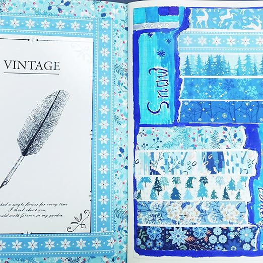 YUBBAEX 10 Rolls Four Seasons Washi Tape Set Blue Snowflake Masking Decorative Tapes (Winter)