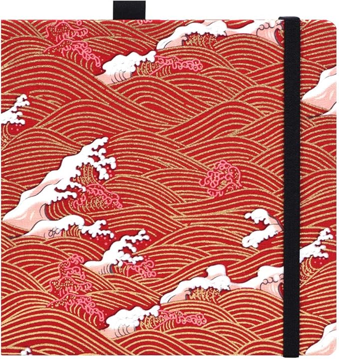 Square 8.2x 8.2 inches 165gsm Colored Pencil Paint Journal Hardbound 128pgs（64 Sheets Front Back Cold Pressed）Travel for Colored Pencil Sketch Doodles Handmade Cloth Cover Notebook Red River A4
