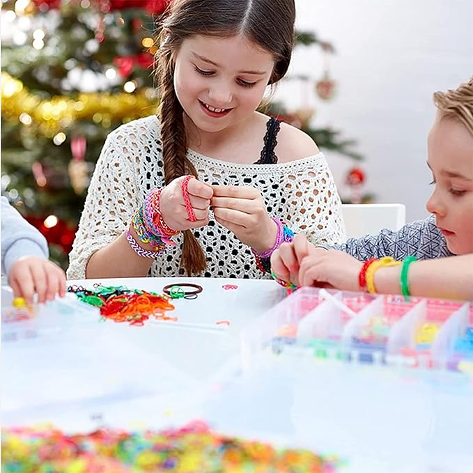 15000+ Rubber Loom Bands, Mega Rubber Bands Bracelet Kit,Loom Bracelet Making Kit with 3 Layer Container,30 Colors,380 Beads,30 Charms,Clips, Hooks Tools for DIY Art Holiday Gift