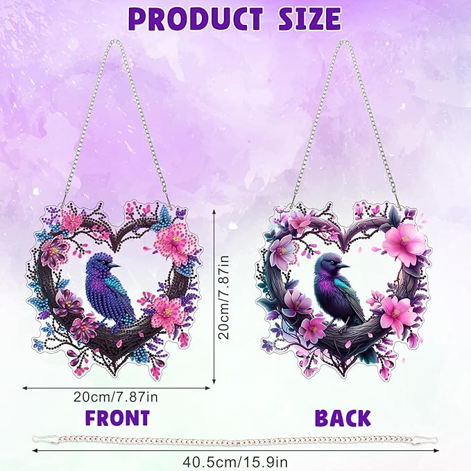 DOMROM Bird Diamond Art Hanging Kits for Adults Beginners, Special Shaped Crystal Diamond Painting Bird Pendant, DIY Diamond Art Suncatchers Animal for Home Garden Wall Decor Gift