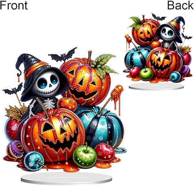 Diamond Art Hanging Kits for Adult, Diamond Art Halloween Crafts Decor, 5D DIY Acrylic Diamond Art Painting Ornaments, Window Pendants Wall Hanging Kits for Home Garden (Ghost Pumpkin)