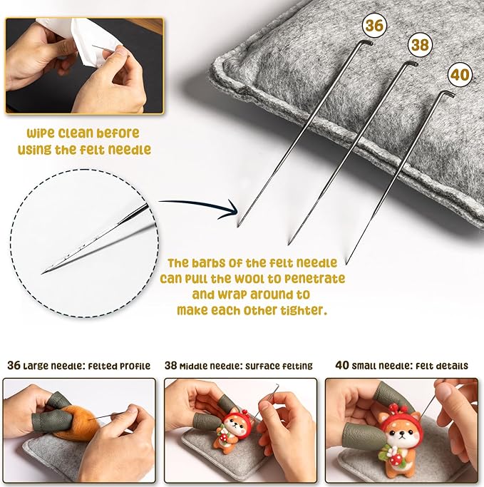 KIDS KING Needle Felting Kit for Beginners & Adults – 6 Piece of Shiba Inu Plush Dolls DIY with Instruction, Material Tools: Wool, Needles, Felting Pad, Arts & Craft Set for Handicraft Beginners