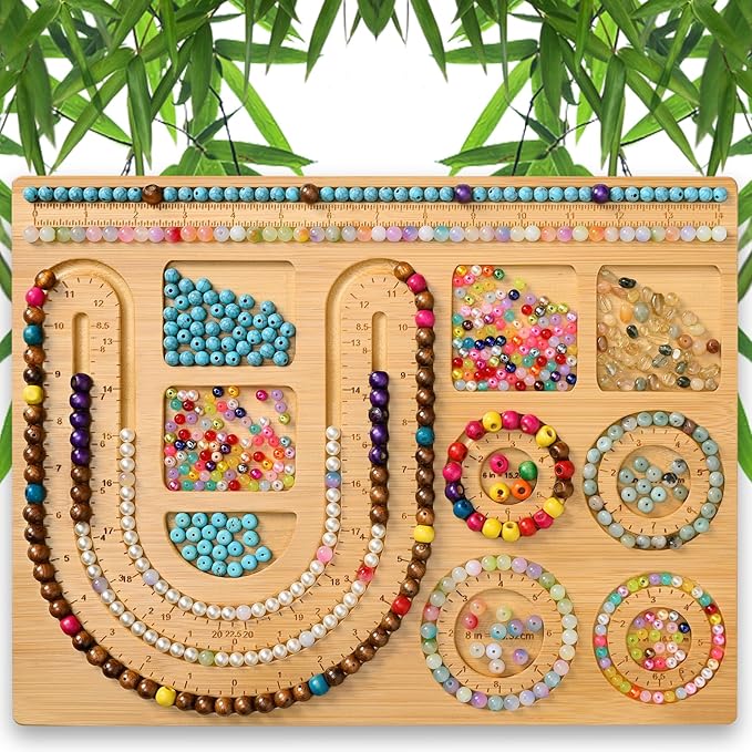 NOAVAOL Bead Boards for Jewelry Making, Combi Bamboo Beading Board for Jewelry Bracelet Making, Beading Trays Jewelry Design Mats for Necklace, Bracelet, DIY Design