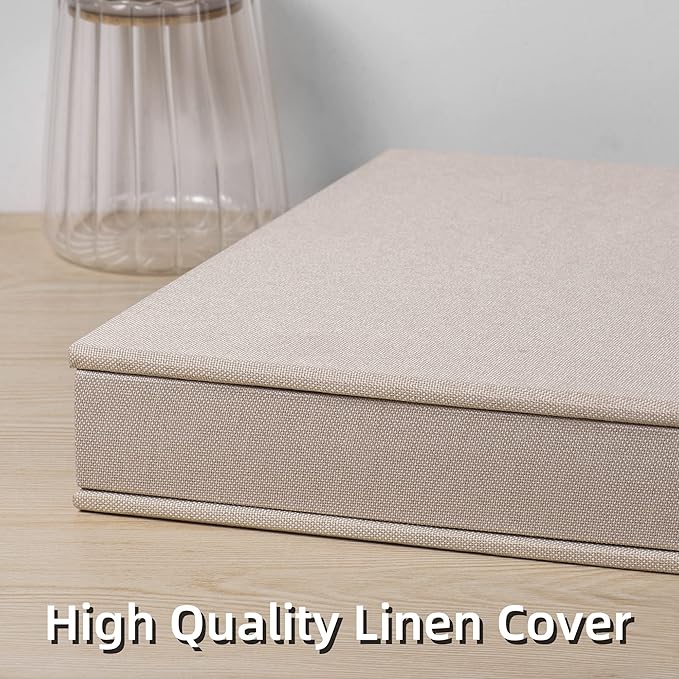 Large Photo Album Self Adhesive 4x6 5x7 8.5x11 Scrapbook Magnetic DIY Scrap Book Length 13" x Width 12.8" 120 Black Sticky Pages Linen Cover DIY Photo Album
