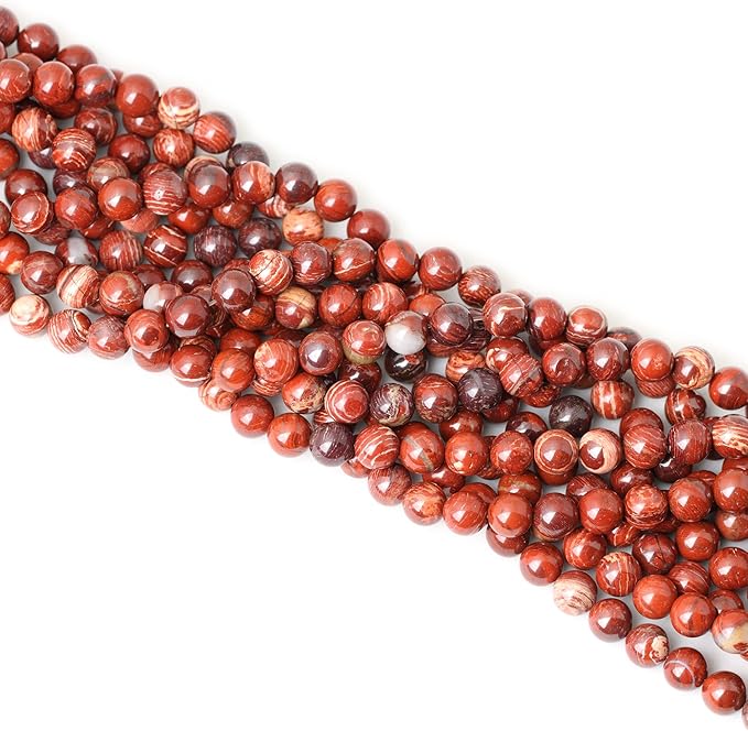 45PCS 8mm Natural Red Snake Skin Jasper Round Loose Beads for Jewelry Making DIY Gifts Arts Crafts Materials 1 Strand 15"