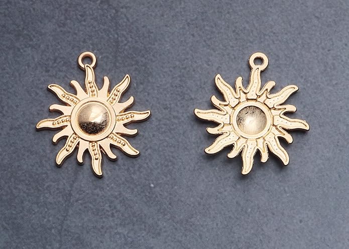 30 Pcs Sun Charms Metal Vintage Celestial Pendants Beads for Jewelry Making Kit Finding Supplies Bracelets Necklace Earring Key Chain DIY Crafting Project