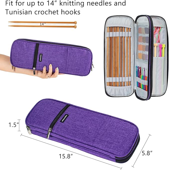 Knitting Needles Case (up to 14 Inches), Knitting & Crochet Accessory Organizer