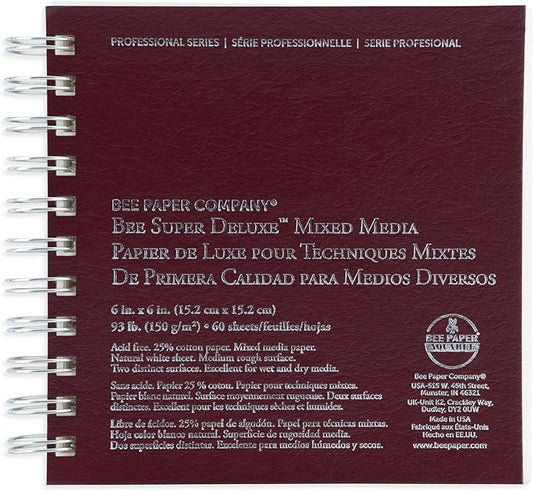 Bee Paper - 6"x 6" Super Deluxe Mixed Media Sketching Pad, 60 Sheets