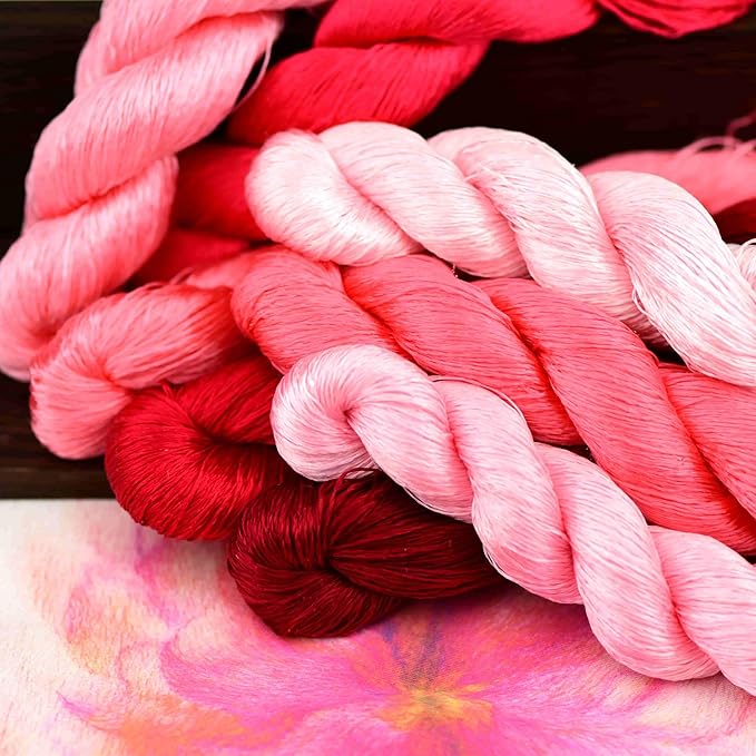 Natural Silk Thread, Handmade Embroidery Thread, 8 Colors, 110m Each, Mulberry Silk Floss for Hand Embroidery, Fine Detailed Needlework, Luxury Embroidery Threads Set（11）