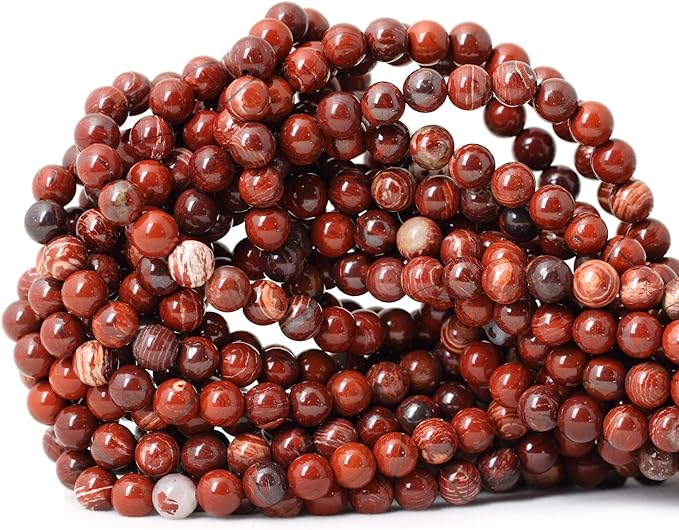 60PCS 6mm Natural Red Snake Skin Jasper Round Loose Beads for Jewelry Making DIY Gifts Arts Crafts Materials 1 Strand 15"