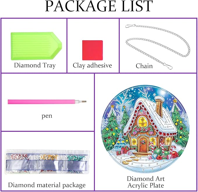 Pavemlo Hanging Diamond Art Kits for Adults Christmas Snow – 8x8 Inch Double-Sided Acrylic Board DIY Crystal Diamond Suncatcher Pendant, Sparkling Home Wall or Window Decoration Handmade Gift