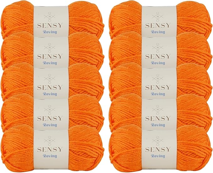 10 Skeins of Sensy Roving Yarn, 3.5 oz, 132 Yards, Gauge 5 Bulky (Pumpkin)