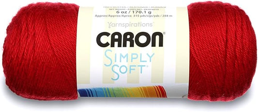 Caron Simply Soft Solids Yarn, 6oz, Gauge 4 Medium, 100% acrylic - Harvest Red - Machine Wash & Dry