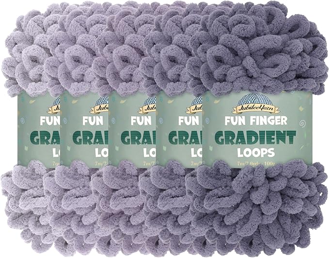 JubileeYarn Fun Finger Gradient Loops Yarn - 100g/Skein Jumbo Polyester - Mantus - 5 Skeins