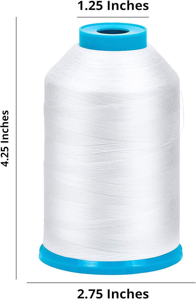 2-Pack Premium 90 WT Machine Embroidery Bobbin Thread White - Set of 2 X-Large Huge Polyester Cones 5500 Yards Each Spool Lint Free White Thread - Compatible with All Embroidery and Sewing Machines