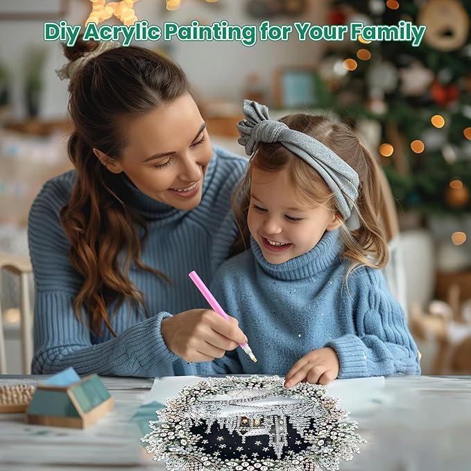 MOGTAA Christmas Diamond Art Hanging Kits for Adults Kids, Christmas Winter Diamond Art Suncatchers, 5D Special Shape Diamond Landscape Painting Window Pendant Kit for Home Garden Wall Decor