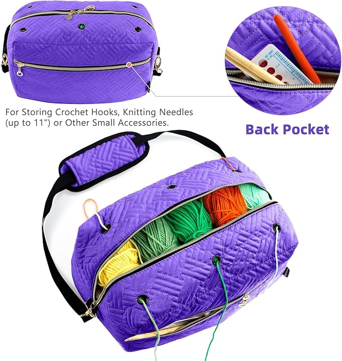 Crochet Bag Organizer - Knitting Bag - Yarn Storage Organizer - Yarn Bag for Crocheting - Yarn Holder for Crochet Accessories, Crocheting & Knitting Gifts