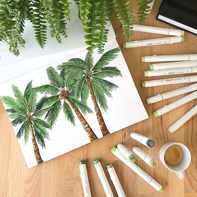 Ohuhu Sketchbook Marker Paper Pad: 2 Pack 8.3"x8.3"&8.3"x11.7" Art Sketch Book Drawing Papers Each Size Holds 78 Sheets/156 Pages 120 lb/200 gsm Hardcover Sketching Books Christmas Gift